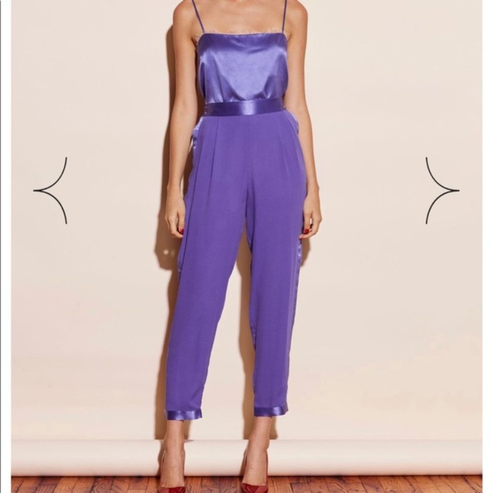Fleur du Mal Purple Satin-Trim Jumpsuit